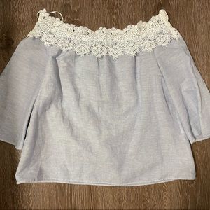 ZARA OFF SHOULDER FLOWERY BLOUSE